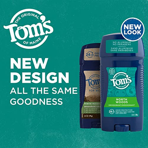 Tom's of Maine Long-Lasting Aluminum-Free Natural Deodorant for Men, North Woods, 2.8 oz. 3-Pack (Packaging May Vary)