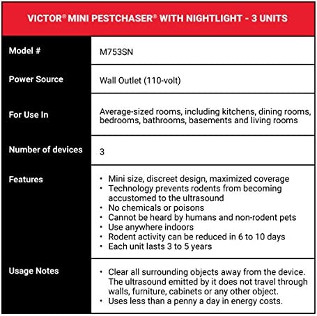 Victor Mini M753SN Ultrasonic with Nightlight, 3-Pack ,White
