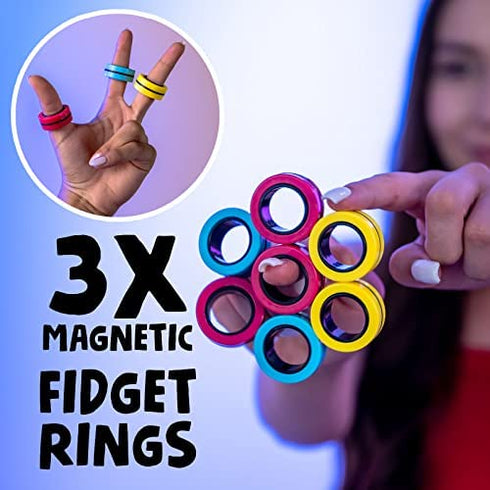BunMo Fidget Toys - Magnetic Rings Fidget Toy Fidgets. The 123GO! Fidget Rings, Fidget Toys for Adults, Anxiety and ADHD Toys, Fidgets for Adults Teens and Kids.