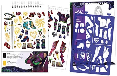 Make It Real - Disney Descendants 3 Sketchbook. Fashion Design Drawing and Coloring Book for Girls. Includes Evie and Descendants 3 Sketch Pages, Stencils, Stickers, and Design Guide