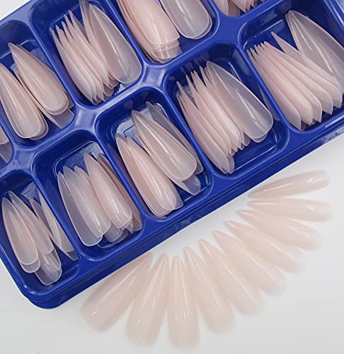 LoveOurHome 400pc Colored Long Stiletto Press on Nails Full Cover Pointy Fake False Nails Artificial Fingernails for Women Girls Acrylic Nail Design Salon Manicure Extension