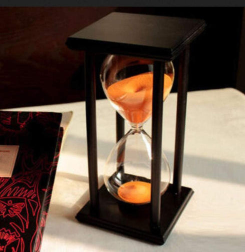 Sandglass 45 Minutes Timer Hourglass for Ornament Decoration Restaurant Living Room Home Closet Office Desk Bedroom Party Festival Christmas Wooden Frame Sand Timer Clock Orange
