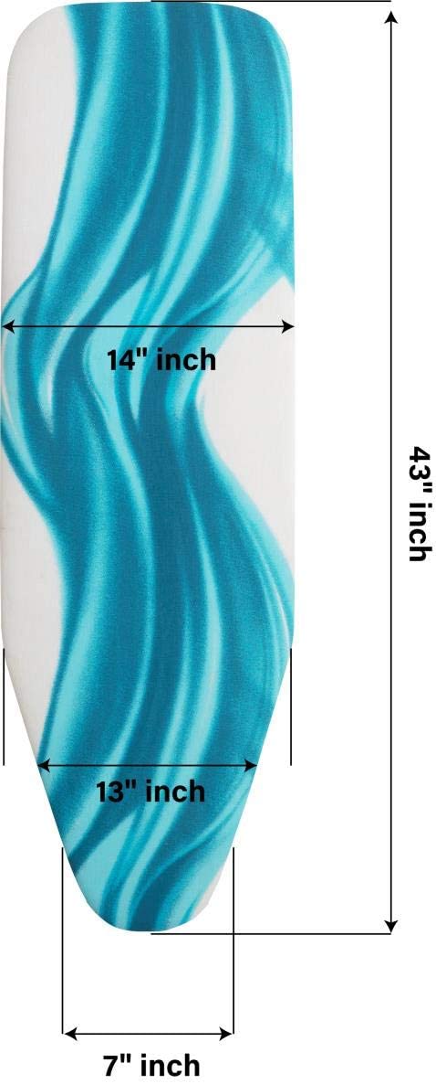 Mabel Home ironing Board Padded Cover, 100% Cotton, 43" x 14" - Blue & White