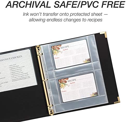 Samsill Recipe Card Page Protectors for 8.5 x 11 Recipe Binder, 4 x 6 Pockets, 2 Pockets, 50 Count, Recipe Book Pocket Page Refill Sheets, Side Margin Loading, for 8.5 x 11 Standard 3 Ring Binders