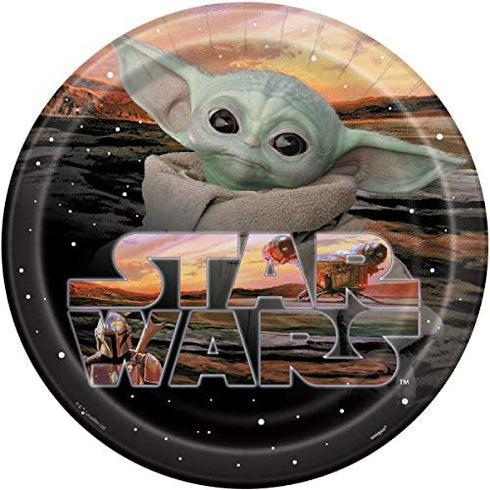 The Child, Mandalorian Baby Yoda- Napkins, Plates, Table Cover, Happy Birthday Party Bundle for 16 People - Includes 1 Maze Game Activity Card by ClassicVariety