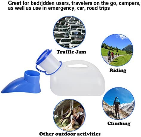 AWOKEN Unisex Urinal, Portable Toilet Urinal for Men and Women, Pee Bottle with a Lid and Funnel for Elderly Kids and Patients for Camping Outdoor Travel