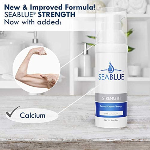 Calcium Magnesium Lotion - Transdermal Vitamins - Absorbs Through the Skin - No More Pills - for Bone Strength by SeaBlue, 1.6 Oz.