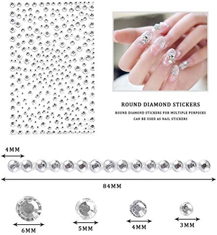 2100 Pcs Rhinestone Stickers, Self Adhesive Crystal Stickers Diamond Stickers Clear Jewel Gem Stickers for DIY Craft&Art Project,Decorate Face Body,Home Decoration (Clear)