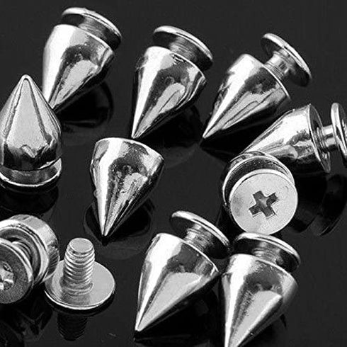RUBYCA 100 Sets 9MM Silver Color Bullet Cone Spike and Stud Metal Screw Back for DIY Leather-Craft