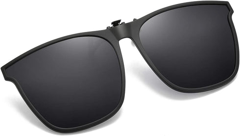 OopsMi Clip On Sunglasses Polarized Unisex Large Lightweight For Prescription Glasses (Black Lens)