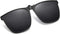 OopsMi Clip On Sunglasses Polarized Unisex Large Lightweight For Prescription Glasses (Black Lens)