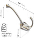 5 Pack TriLeg Hook, Heavy Duty Big Triple Leg / Double Coat Hooks Base. Entryway Coat Hooks, Scarf and Jacket Hangers.Perfect Bath Towel Heavy Hooks (5 Pack, Satin Nickel)