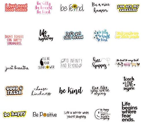 100pcs Motivational Stickers Pack, Positive Encouragement Stickers, Affirmation Waterproof Vinyl Stickers Decals for Students Teachers Employees, Water Bottle Stickers, Laptop Stickers