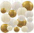 UNIQOOO 18PCS Metallic Gold Christmas Paper Lantern Set, Assorted Hanging Gold Japanese Paper Lantern Wedding Decoration, Reusable Easy Assemble, For New Year Birthday Baby Shower Party Favor Supplies