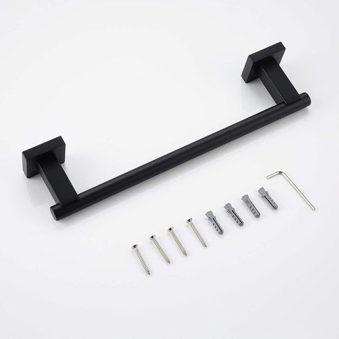 Miyili Matte Black 12-Inch Towel Bar SUS 304 Stainless Steel Hand Towel Holder for Bathroom or Kitchen Wall Mount, A02B30A