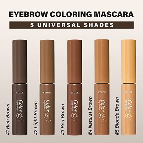 ETUDE HOUSE Color My Brows 4.5g #3 Red Brown | Eyes Makeup | Eyebrow Mascara, Quickly Fixing Natural Eyebrow Makeup with Care Effect | Kbeauty