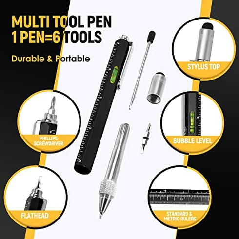 BIIB Gifts for Men, Stocking Stuffers for Men, 6 in 1 Multitool Pen Tools Gadgets for Men, Unique Gifts for Dad, Christmas Birthday Gifts for Men Who Have Everything, Husband, Grandpa, DIY Handyman