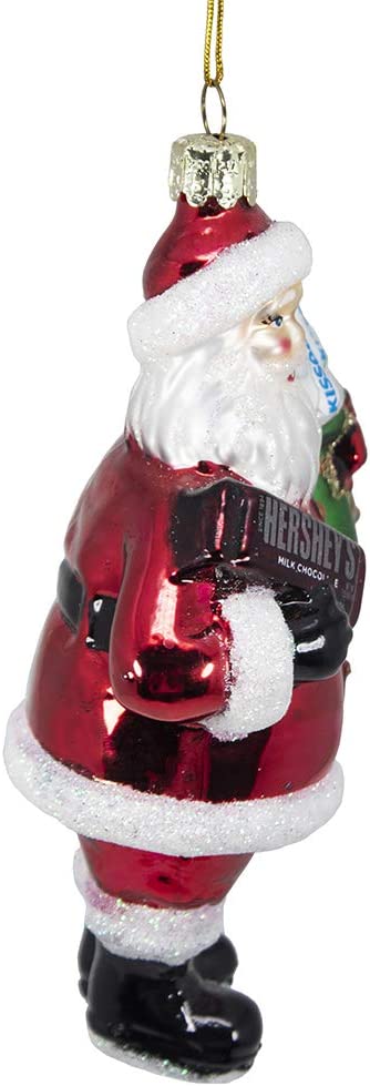 HERSHEY'S Kurt Adler Glass Santa Bar Ornament, 5-Inch