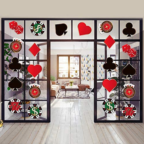 Casino Party Cut-Outs Versatile Las Vegas Casino Themed Poker Birthday Party Decoration Cutouts with Glue Point Dots for Bulletin Board Classroom School Casino Party Supplies, 5.9 x 5.9 Inch (40 Pcs)