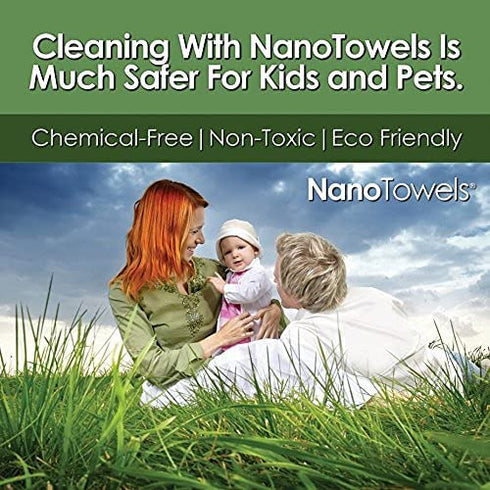 Nano Towels - Amazing Eco Fabric That Cleans Virtually Any Surface With Only Water. No More Paper Towels Or Toxic Chemicals. 4-Pack (8x8, Grey)