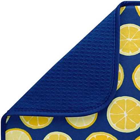S&T INC. Absorbent, Reversible Microfiber Dish Drying Mat for Kitchen, 16 Inch x 18 Inch, Lemons