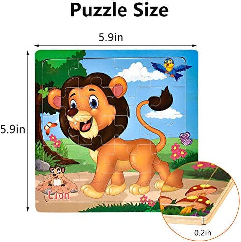 Puzzles for Kids Ages 3-5 Toddler Puzzles Set 20 Piece Wooden Jigsaw Puzzles for Toddler Children Learning Puzzles Set for Boys and Girls (6 Puzzles)