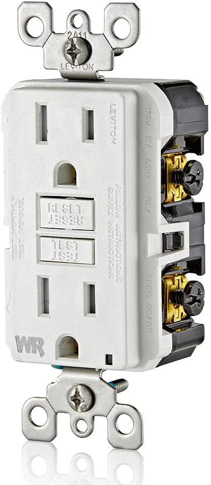 Leviton GFWT1-W Self-Test SmartlockPro Slim GFCI Weather-Resistant and Tamper-Resistant Receptacle with LED Indicator, 15-Amp, White