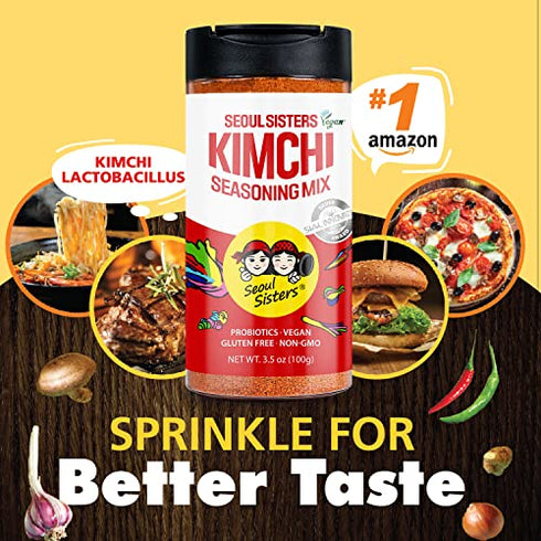SEOUL SISTERS Korean Kimchi Powder Seasoning Mix 3.5 oz (100g) 1EA - ORIGINAL Spicy Seasoning Mix, Rich in Probiotics, Delicious Barbecue Dry Rub for Chicken Pork Fish Vegetables