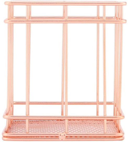 Vbestlife Storage Basket, Rose Gold Iron Storage Basket Organizer Storage Holder Desktop Decor for Home/Office(B)