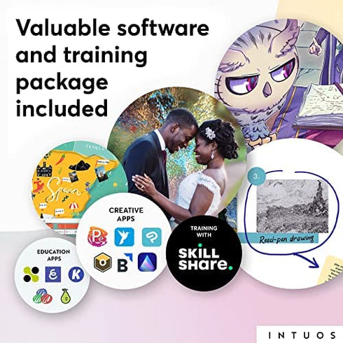 Wacom Intuos Small Graphics Drawing Tablet, includes Training & Software; 4 Customizable ExpressKeys Compatible With Chromebook Mac Android & Windows, drawing, photo/video editing, design & education