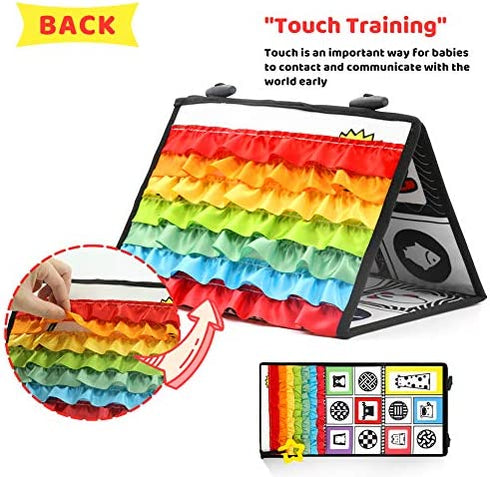 KUANGO Tummy Time Mirror Toys for Babies, High Contrast Activity Montessori Newborn Toys, Black and White Baby Toys 0 3 6 12 Sensory Infant Toys 0-3 Months