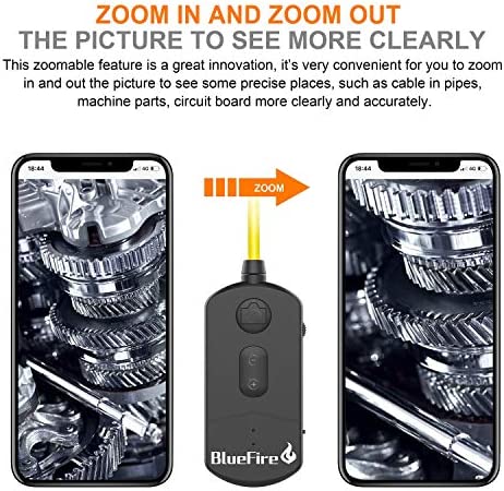 BlueFire 5MP HD WiFi Borescope 1944P Semi-Rigid Wireless Endoscope IP68 Waterproof Inspection Camera Snake Camera for Android and iOS Smartphones iPhone Samsung iPad Tablet (11.5FT)