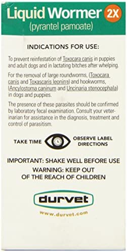 Durvet 2x LIquid Wormer, 2 oz, For Puppies and Adult Dogs