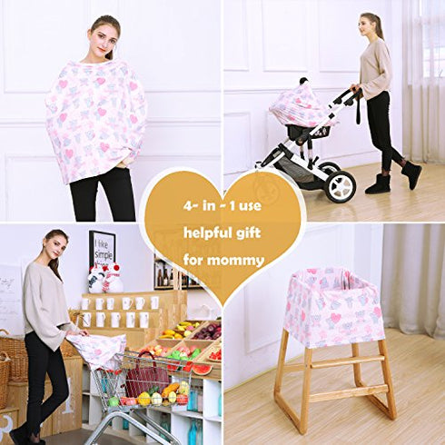 Baby Car Seat Covers, Carseat Canopy, Boys Girls Privacy Breastfeeding Cover (Cute Elephant)