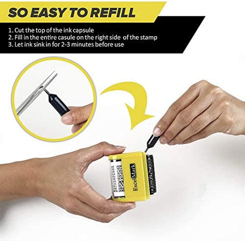 ExcelMark Rolling Identity Theft Guard Stamp (Refill Ink Set)