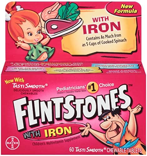 Flintstones Chewable Kids Vitamins with Iron, Multivitamin for Kids & Toddlers with Vitamin D, Vitamin C & more, 60 Count (Pack of 1)