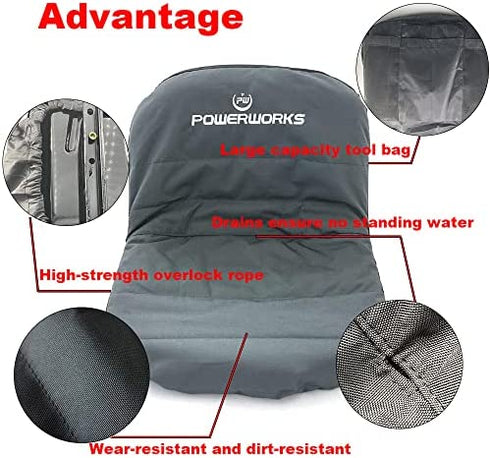POWERWORKS Weatherproof Deluxe Riding Lawn Mower Seat Cover, Medium, Black