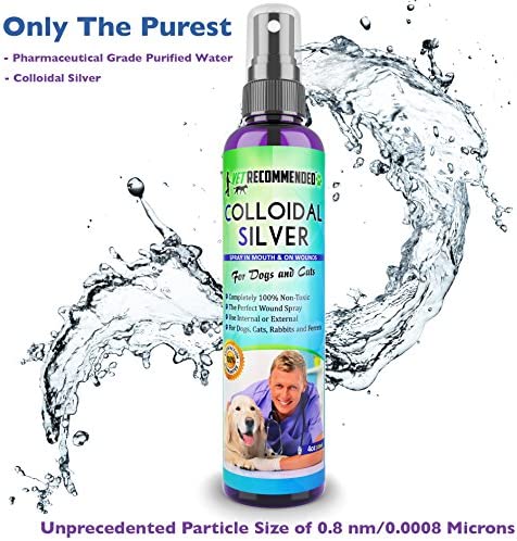 Vet Recommended - Colloidal Silver for Dogs & Cats - (4oz/120ml) - Colloidal Silver Spray That Works as Natural Hot Spot Solution - Made in USA