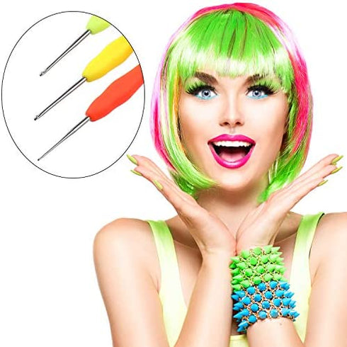 4 Pieces Hair Needles Crochet Hooks Precision Metal Needles Crochet Knitting Needles with Soft Handles, 1 mm, 1.25 mm, 1.5 mm, 1.75 mm, 4 Colors