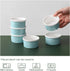DOWAN 4 oz Ramekins - Ramekins for Creme Brulee Souffle, Porcelain Ramekins Oven Safe, Mason Style Embossed Ramekins Bowls Ramekins for Baking, Set of 6, Blue