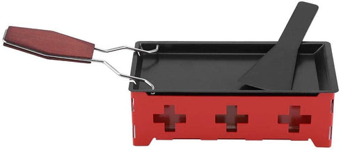 Cheese Raclette Rotaster Portable Non-Stick Baking Tray Stove Set Wooden Handle Home Kitchen Grilling Tool with Spatula