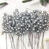 24 pcs Christmas Berries Stems Artificial Berry Stems for Christmas Tree Ornaments Crafts Holiday and Home Decor (Silver)