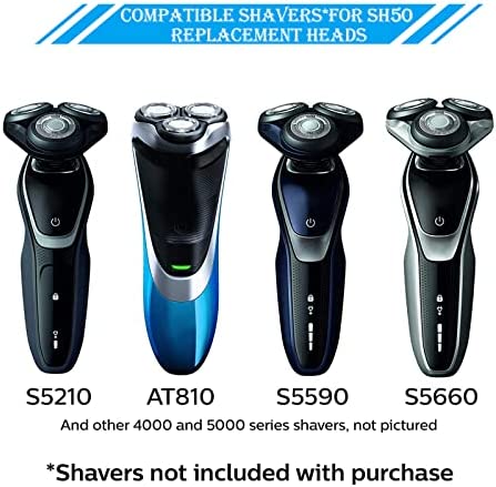 6 Pieces SH50/52 Shaver Replacement Heads Compatible with Norelco Series 5000 (S5xxx), AquaTouch (S5xxx), AquaTouch (AT8xx, AT7xx) and PowerTouch (PT8xx, PT7xx), 9 Blades