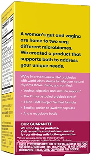 Renew Life Probiotics for Women, 90 Billion CFU Guaranteed, Probiotic Supplement for Digestive, Vaginal & Immune Health, Shelf Stable, Soy, Dairy & Gluten Free, 30 Capsules