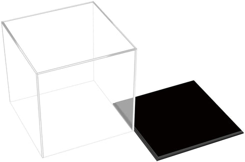 Cliselda Clear Acrylic Display Case with Black Base, Countertop Box Cube Organizer Stand Riser Dustproof Protection Showcase for Action Figures Toys Collectibles (4x4x4 Inch)