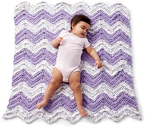 Bernat Baby Blanket Yarn, 3.5 oz, Gauge 6 Super Bulky, Little Lilac Dove Print
