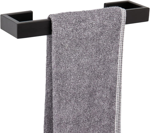 TocTen Bath Towel Rack - Square Base Thicken SUS304 Stainless Steel Towel Bar for Bathroom, Bathroom Bar Accessories Towel Rod Heavy Duty Wall Mounted Towel Holder (Matte Black, 12 Inch)