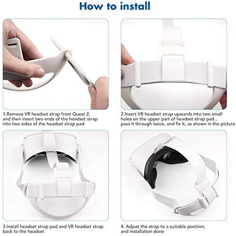 KIWI design Headset Strap Pad Replacement for Elite Strap Compatible with Quest 2 (White)