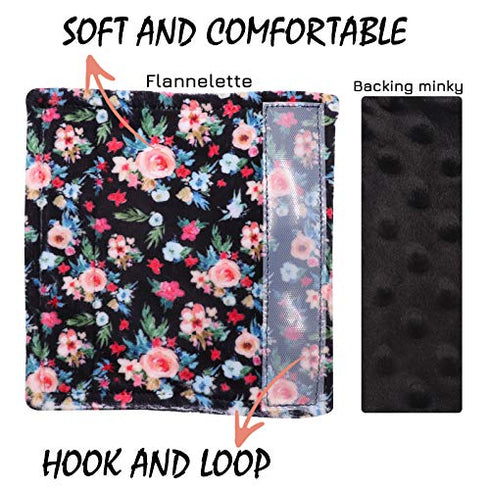 Baby Car Seat Belt Covers for Boys and Girls, Car Seat Straps Shoulder Pads, Soft Car Seat Neck Cover, Minky Seat Belt Protectors for Car Seats, Floral Stroller Strap Cover for Baby Kids