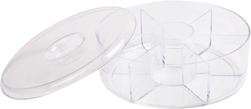 Mind Reader Acrylic Storage & Organizer 6 Compartment Tea Bag Holder with Lid, Round Pantry Organizer for Kitchen, Clear, Clear Round, Clear Round